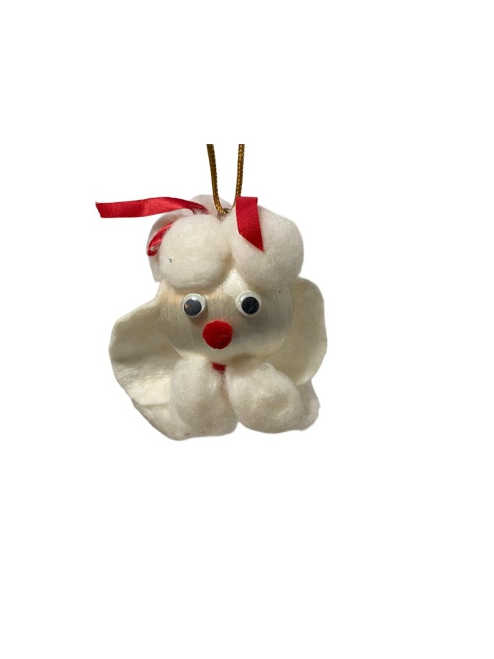 Vintage Poodle Dog Christmas Ornament Satin and cotton balls Uniqe Handmade